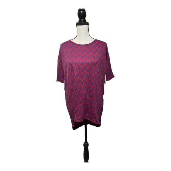 NWT LulaRoe Irma XXS Ostrich Feather Print Women’s Short Sleeve Shirt - Picture 2 of 3